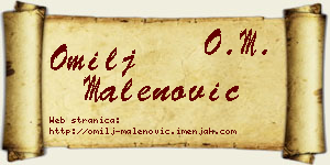Omilj Malenović vizit kartica